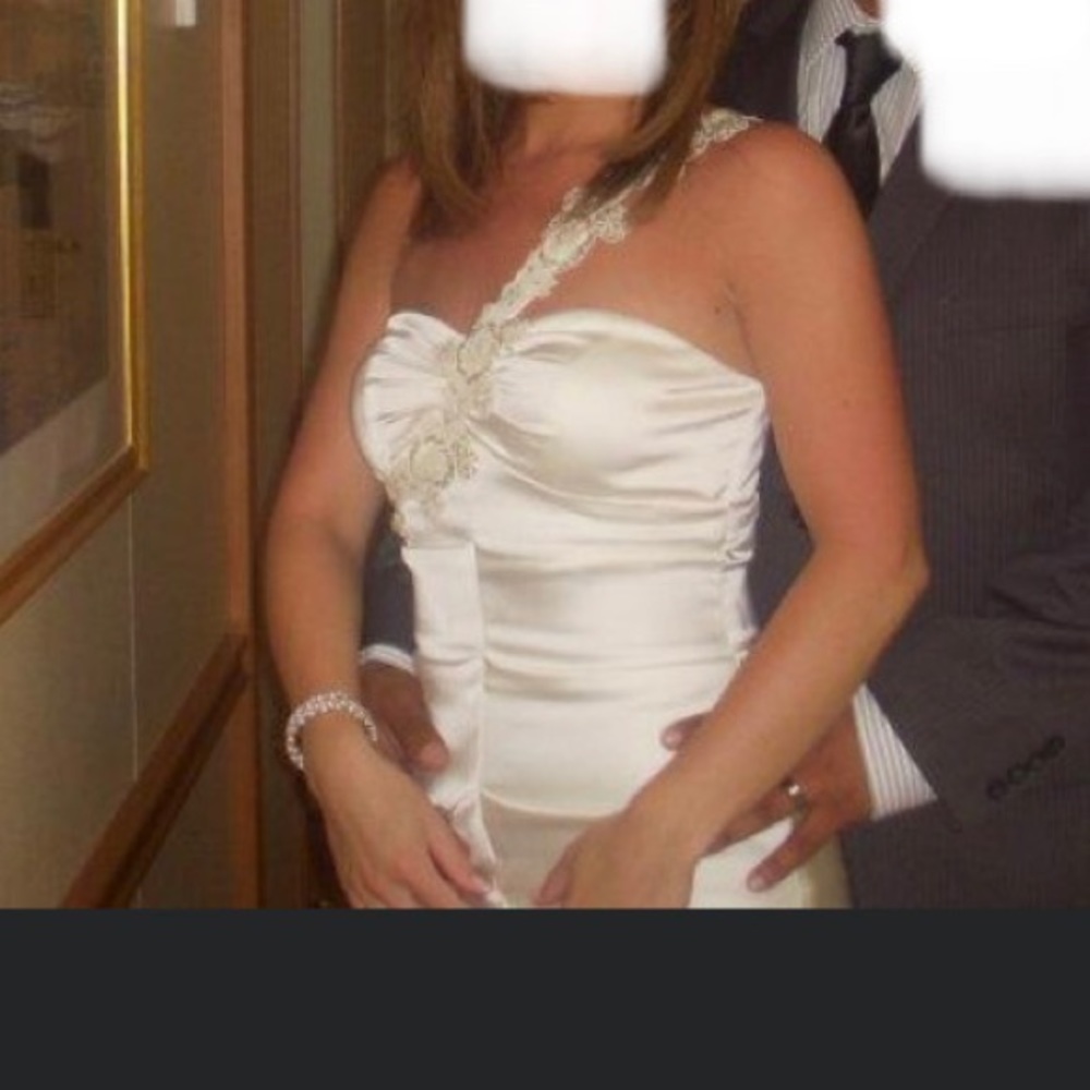 White rehearsal dinner or wedding dress